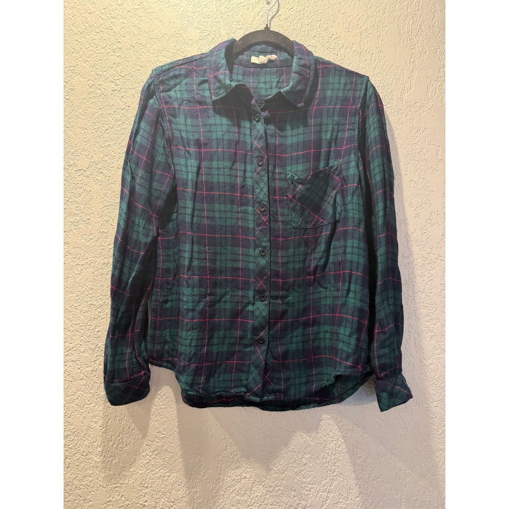 LE LIS Plaid Flannel Button Up Shirt Women's Medium